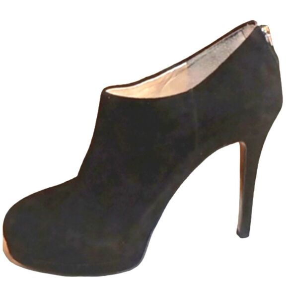 Nine West Heywire Black Leather Zipper Platform Stiletto Bootie  4" Heel… - Picture 1 of 10
